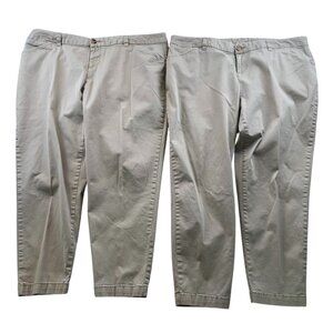 Faded Glory Women Pants Size 20WP Lot Of Two Chino Khaki Straight Leg Tan Casual